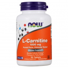 Л-Карнитин NOW L-Carnitine Tartrate 1000 мг 50 таблеток