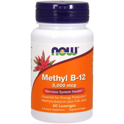 Витамины NOW B-12 5000 мкг + Folic Acid 60 таблеток