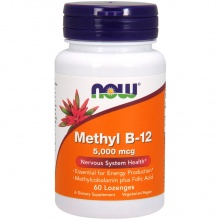 Витамины NOW B-12 5000 мкг + Folic Acid 60 таблеток