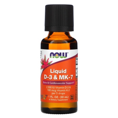 Витамины NOW Foods Liquid D-3 и MK-7 30 мл
