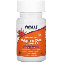 Витамины NOW Vitamin D3 10000 IU 240 капсул