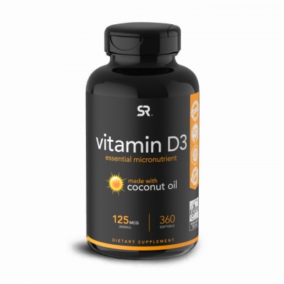 Витамины Sports Research D3 с кокосовым маслом 5000 ME 360 капсул