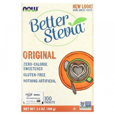 Заменители сахара NOW  Better Stevia Original 100 пакетов
